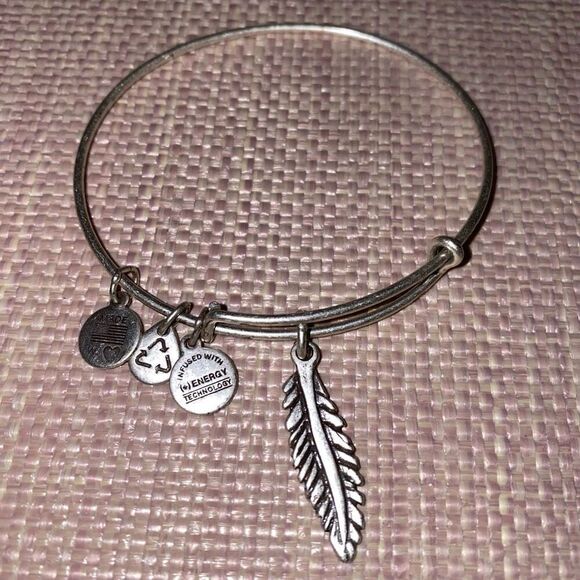 Alex and Ani Silver Colored Dangle Feather Charm Bracelet Gently Worn - Picture 3 of 3